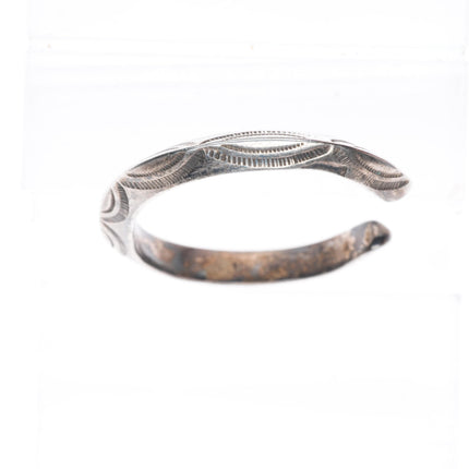 6.6" Antique Navajo carinated ingot silver carinated stamped cuff bracelet