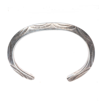 6.6" Antique Navajo carinated ingot silver carinated stamped cuff bracelet