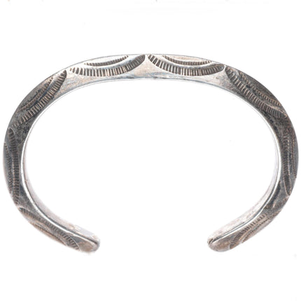 6.6" Antique Navajo carinated ingot silver carinated stamped cuff bracelet