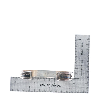 6.5" John and Rosalie Bowannie Zuni sterling silver intarsia inlay cuff bracelet