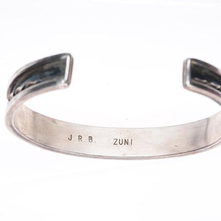 6.5" John and Rosalie Bowannie Zuni sterling silver intarsia inlay cuff bracelet