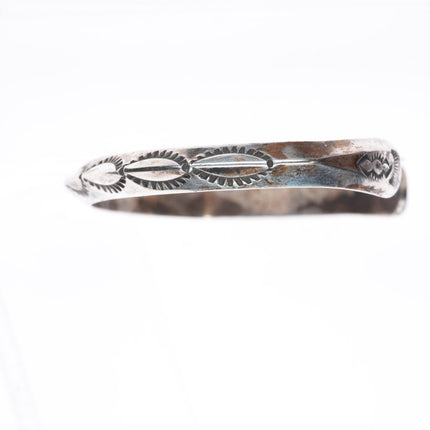 6.9" Roger Skeet Navajo sterling silver stamped carinated stacker cuff bracelet