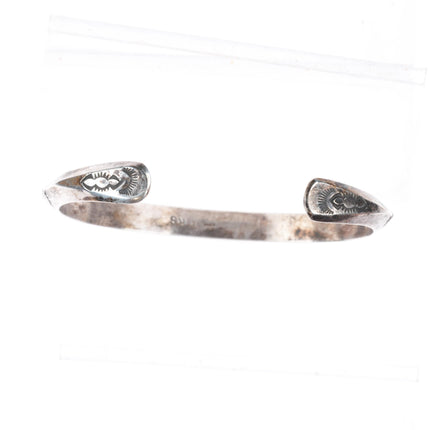 6.9" Roger Skeet Navajo sterling silver stamped carinated stacker cuff bracelet