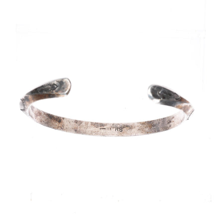 6.9" Roger Skeet Navajo sterling silver stamped carinated stacker cuff bracelet