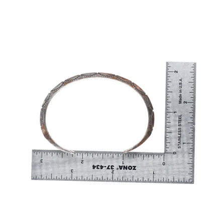 6.9" Roger Skeet Navajo sterling silver stamped carinated stacker cuff bracelet