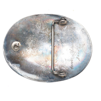 Aaron Chischiligi high grade Bisbee turquoise sterling silver buckle 1.75" belt