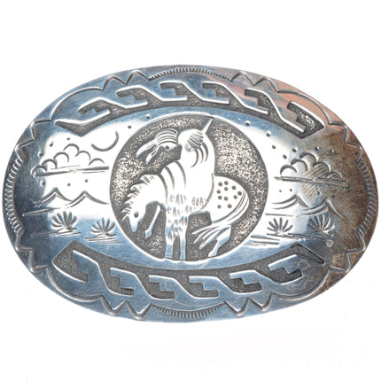Vintage Gibson Gene Navajo End of the Trail sterling silver buckle for 1.5" belt