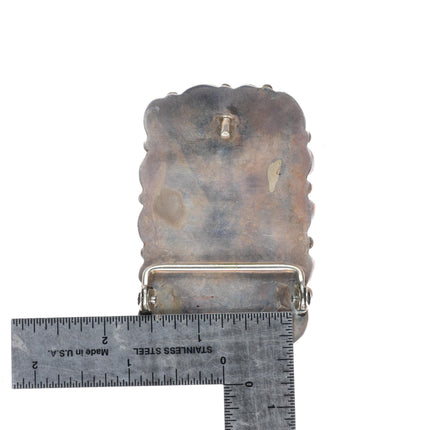 Vintage Navajo turquoise nugget cluster sterling silver buckle for 1.5" belt