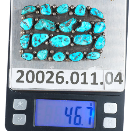 Vintage Navajo turquoise nugget cluster sterling silver buckle for 1.5" belt