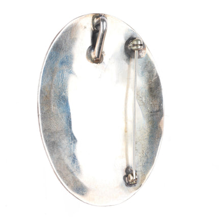Vintage Navajo overlay pendant - pin/brooch sterling silver with turquoise