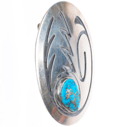 Vintage Navajo overlay pendant - pin/brooch sterling silver with turquoise