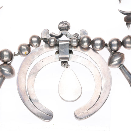 23.5" c1940's Navajo squash blossom necklace turquoise naja sterling silver