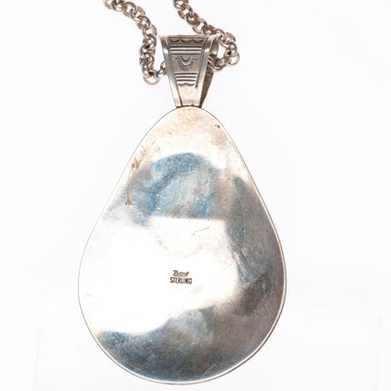 25.5" Fritson Toledo Navajo sterling silver necklace/pendant Deer/Bear overlay