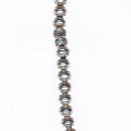 27" Vintage Navajo pearls handmade/hand stamped beads necklace with Naja pendant