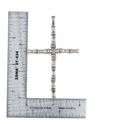 Huge retired James Avery sterling silver bamboo cross pendant