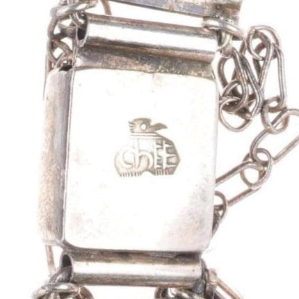 c1940's-50's Mark Chee Navajo stamped sterling silver turquoise link watch band