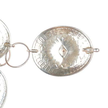 37" vintage Navajo deep stamped sterling silver concho belt big conchos