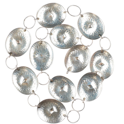 37" vintage Navajo deep stamped sterling silver concho belt big conchos