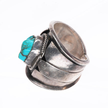 sz10 vintage Navajo sterling silver turquoise size 10 ring