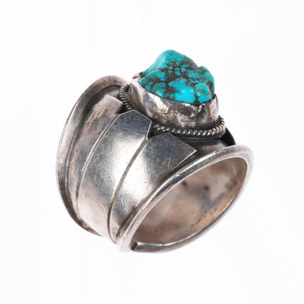 sz10 vintage Navajo sterling silver turquoise size 10 ring