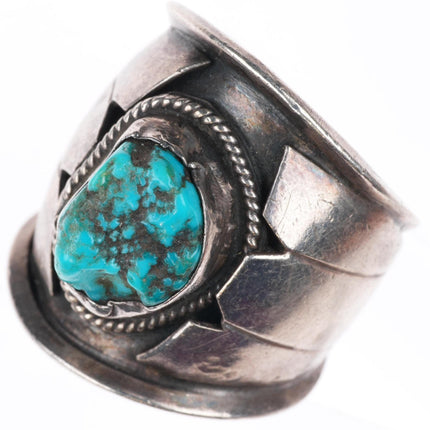 sz10 vintage Navajo sterling silver turquoise size 10 ring