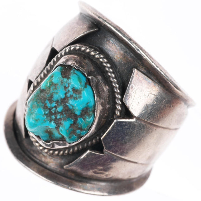 sz10 vintage Navajo sterling silver turquoise size 10 ring