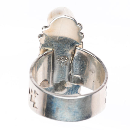 sz9.5 Navajo sterling silver blue topaz ring with turquoise Running Bear Shop