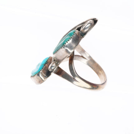 sz7 Felicita Eustace Cochiti Pueblo carved turquoise sterling silver ring
