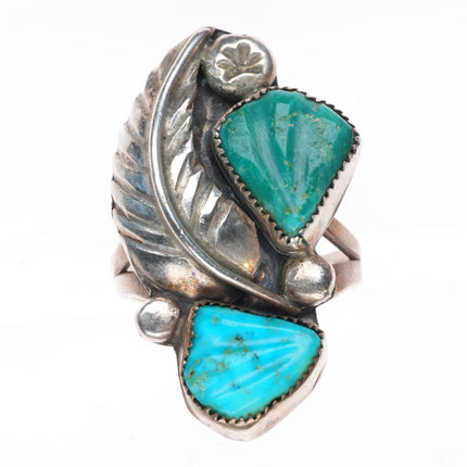 sz7 Felicita Eustace Cochiti Pueblo carved turquoise sterling silver ring