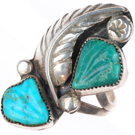 sz7 Felicita Eustace Cochiti Pueblo carved turquoise sterling silver ring