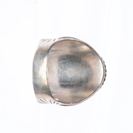 sz11.5 vintage Navajo sterling silver men's ring with nice turquoise