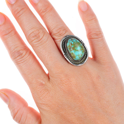 sz6.75 vintage Yazzie Navajo sterling silver  red spiderweb turquoise ring
