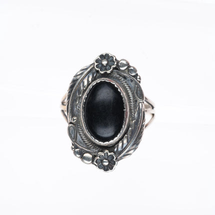 sz7.75 vintage Jake Navajo sterling silver onyx ring