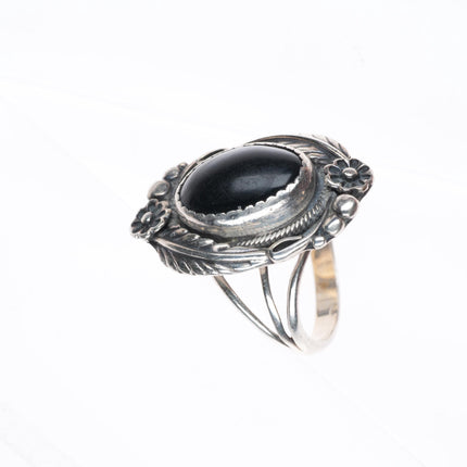 sz7.75 vintage Jake Navajo sterling silver onyx ring