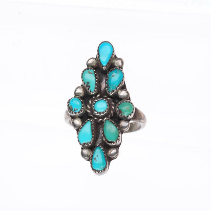sz6.25 vintage Zuni sterling silver petit point snake eye turquoise ring