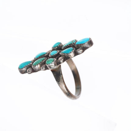 sz6.25 vintage Zuni sterling silver petit point snake eye turquoise ring