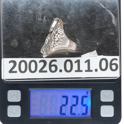 sz10 vintage Navajo sterling silver turquoise 3 stone size 10 ring