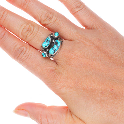 sz7.5 Annabelle Peterson Navajo sterling silver turquoise 4 stone ring