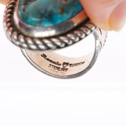 sz8 large Ronnie Willie Navajo sterling silver high grade turquoise ring