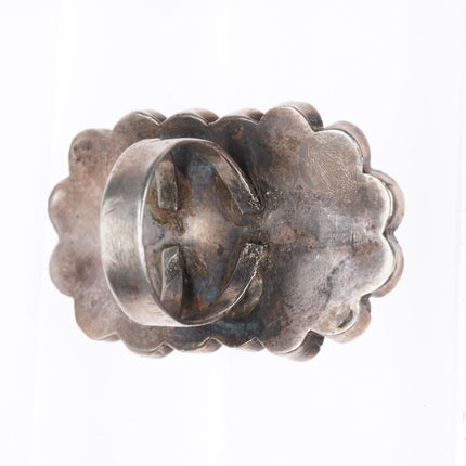 sz7 vintage Zuni sterling silver tripe stack sunface inlay long ring