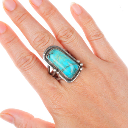 sz12  vintage Navajo sterling silver turquoise size 12 men's ring