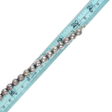 20" vintage Navajo sterling silver Morenci turquoise lariat beaded necklace