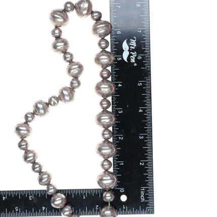 35.5" Heavy vintage hand stamped Navajo pearl graduated bead necklace handmade