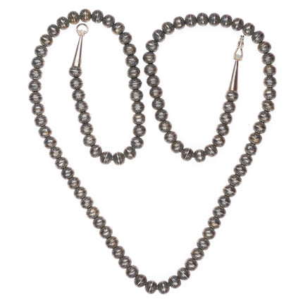 31.5" Vintage Navajo pearls sterling silver beaded necklace