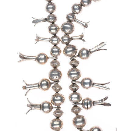 vintage Navajo pearls sterling silver squash blossom necklace handmade beads