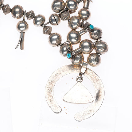 vintage Navajo pearls sterling silver squash blossom necklace handmade beads
