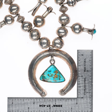 vintage Navajo pearls sterling silver squash blossom necklace handmade beads