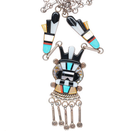 19" Andrew Dewa Zuni sterling silver horned antelope Kachina necklace