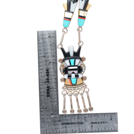 19" Andrew Dewa Zuni sterling silver horned antelope Kachina necklace
