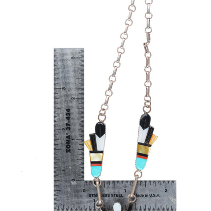 19" Andrew Dewa Zuni sterling silver horned antelope Kachina necklace